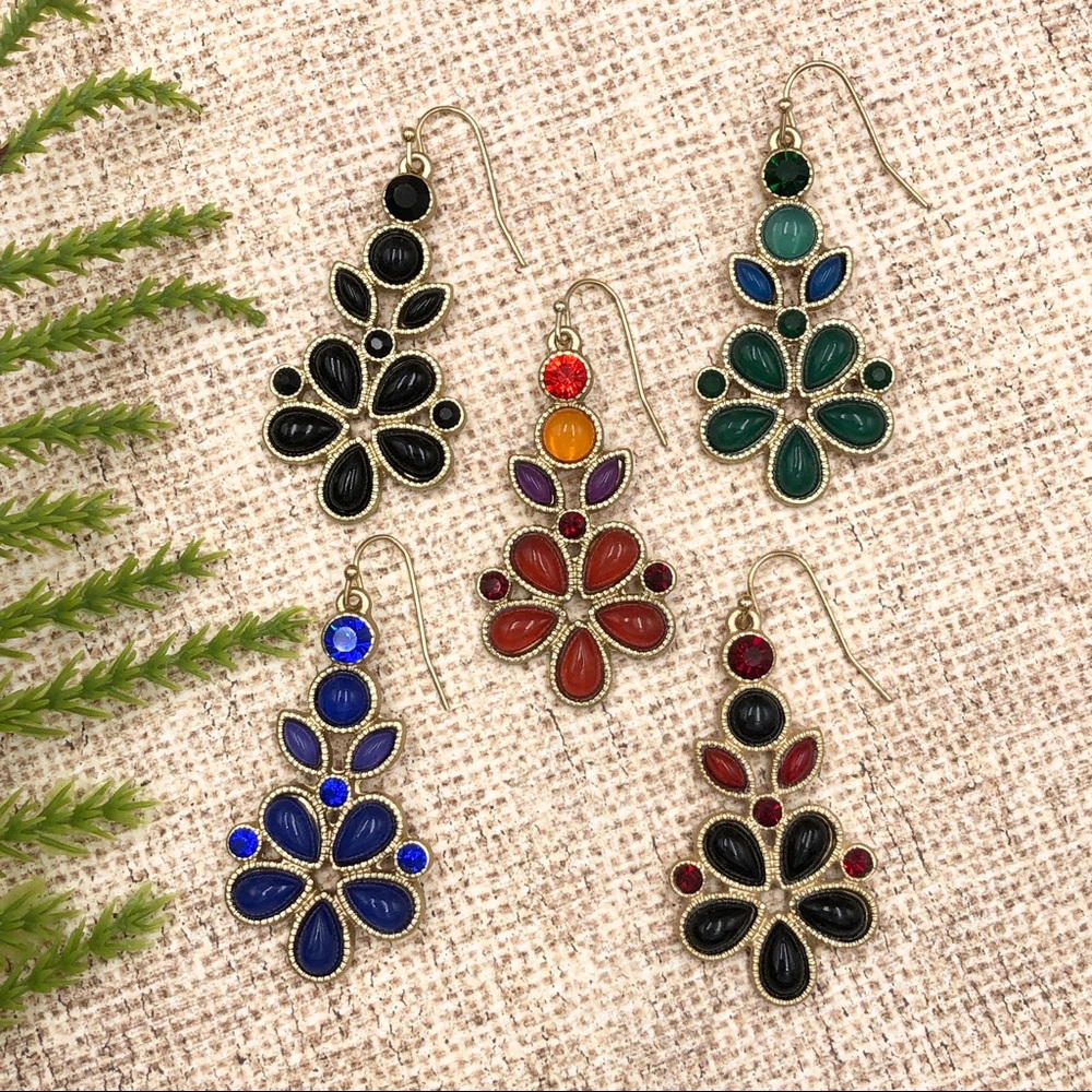 🌼 Flower Drop Colorful Resin Dangle Earrings